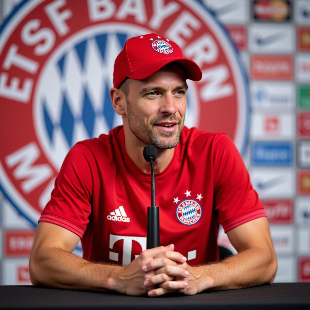 Haaland at a Bayern Munich press conference