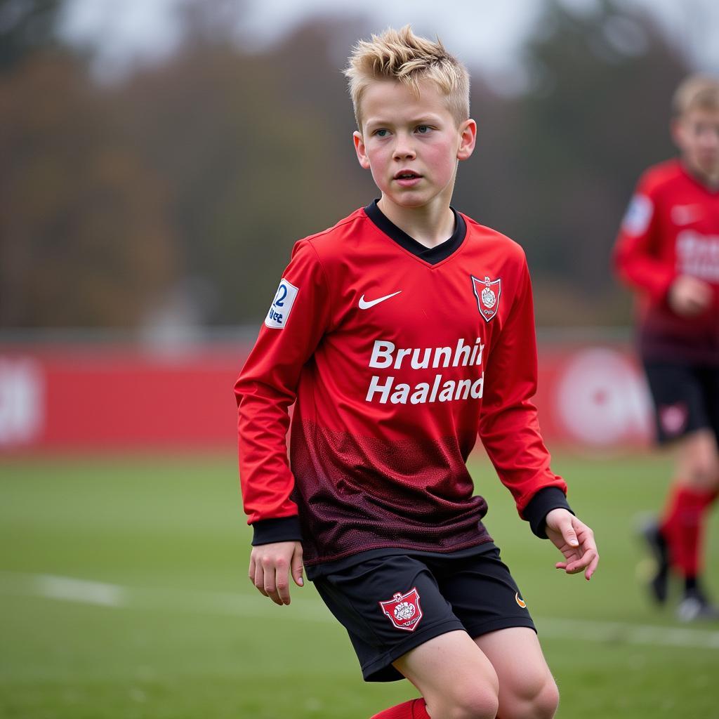 Haaland playing for Brann's youth team