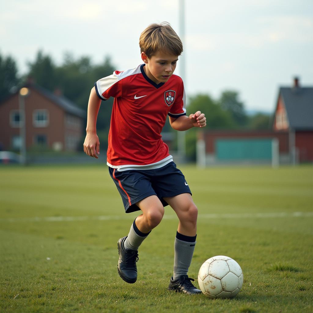 Erling Haaland training as a child in Bryne