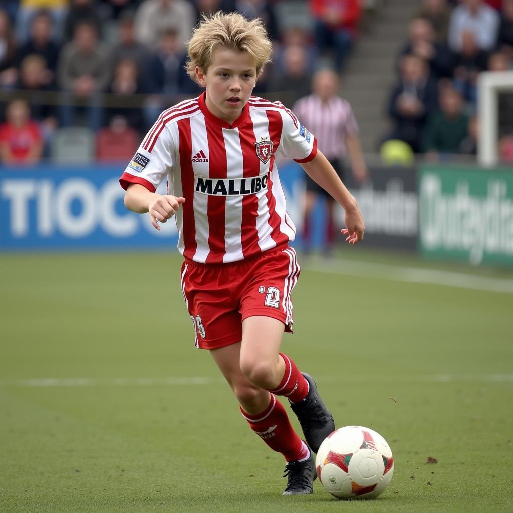 Erling Haaland playing for Bryne FK youth team