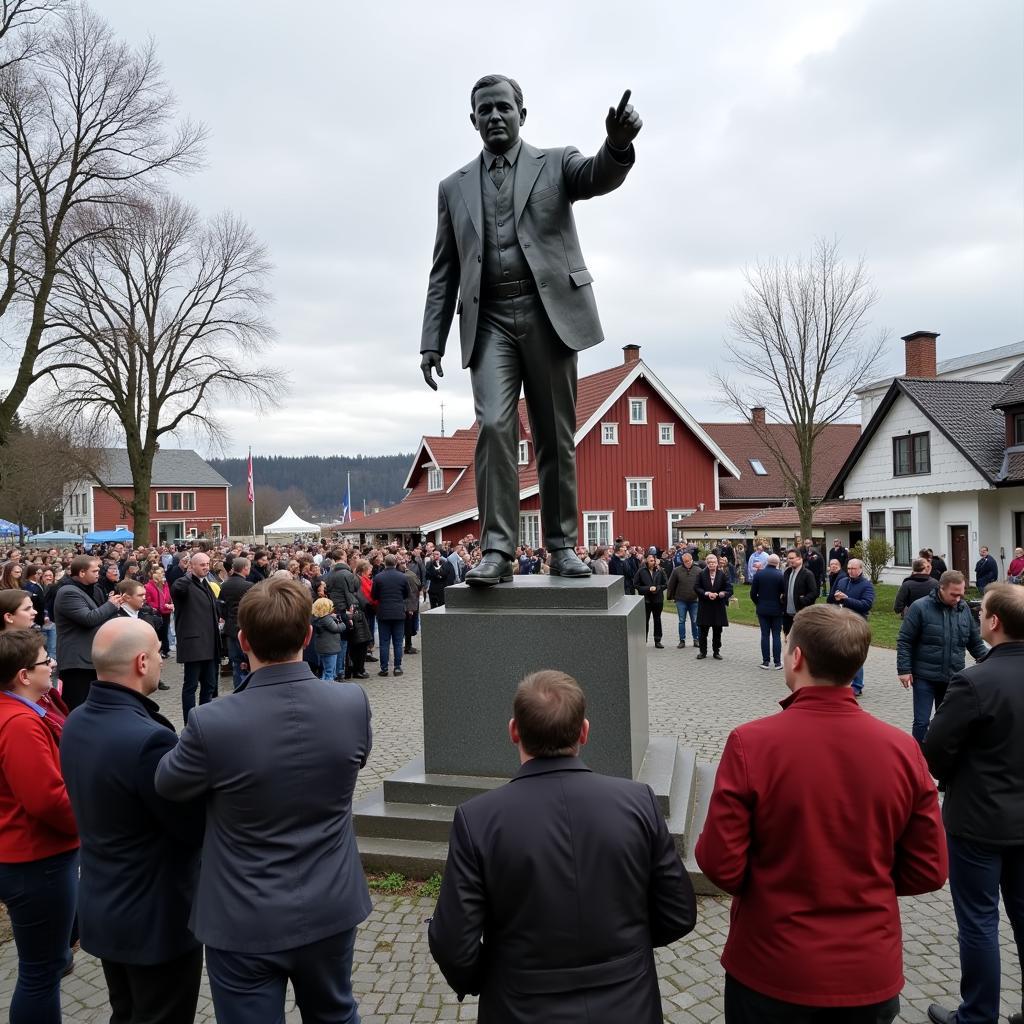 Erling Haaland statue unveiling in Bryne