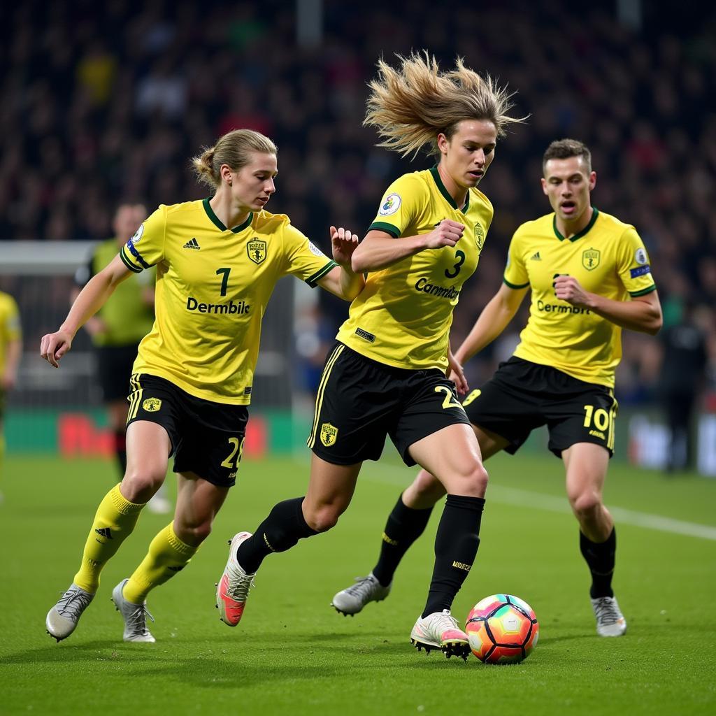 Haaland battles with Gladbach defenders