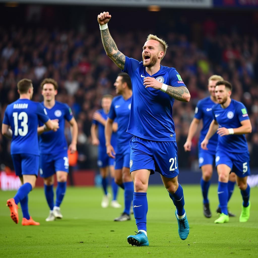 Erling Haaland celebrating a goal for Manchester City