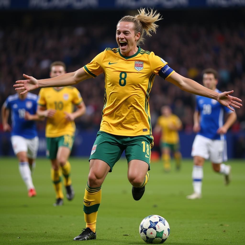 Haaland celebrating a Champions League goal.