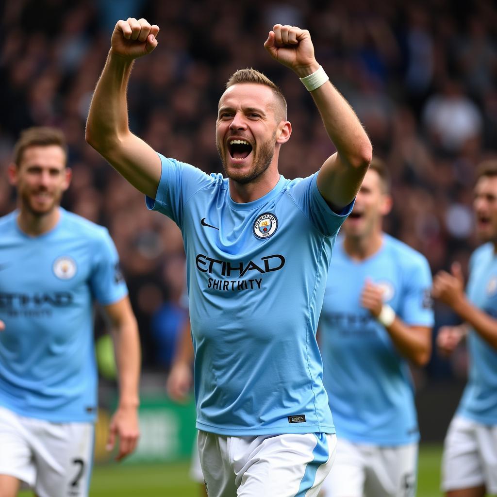 Haaland Celebrating a Goal for Man City