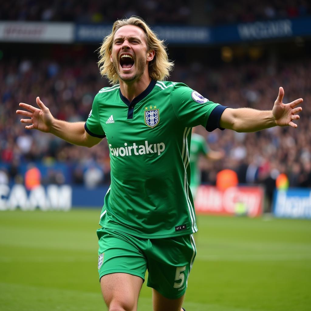 Haaland celebrating a goal against Brighton