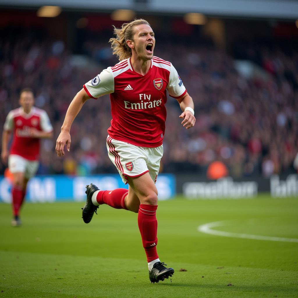 Haaland Celebrating Goal Against Arsenal