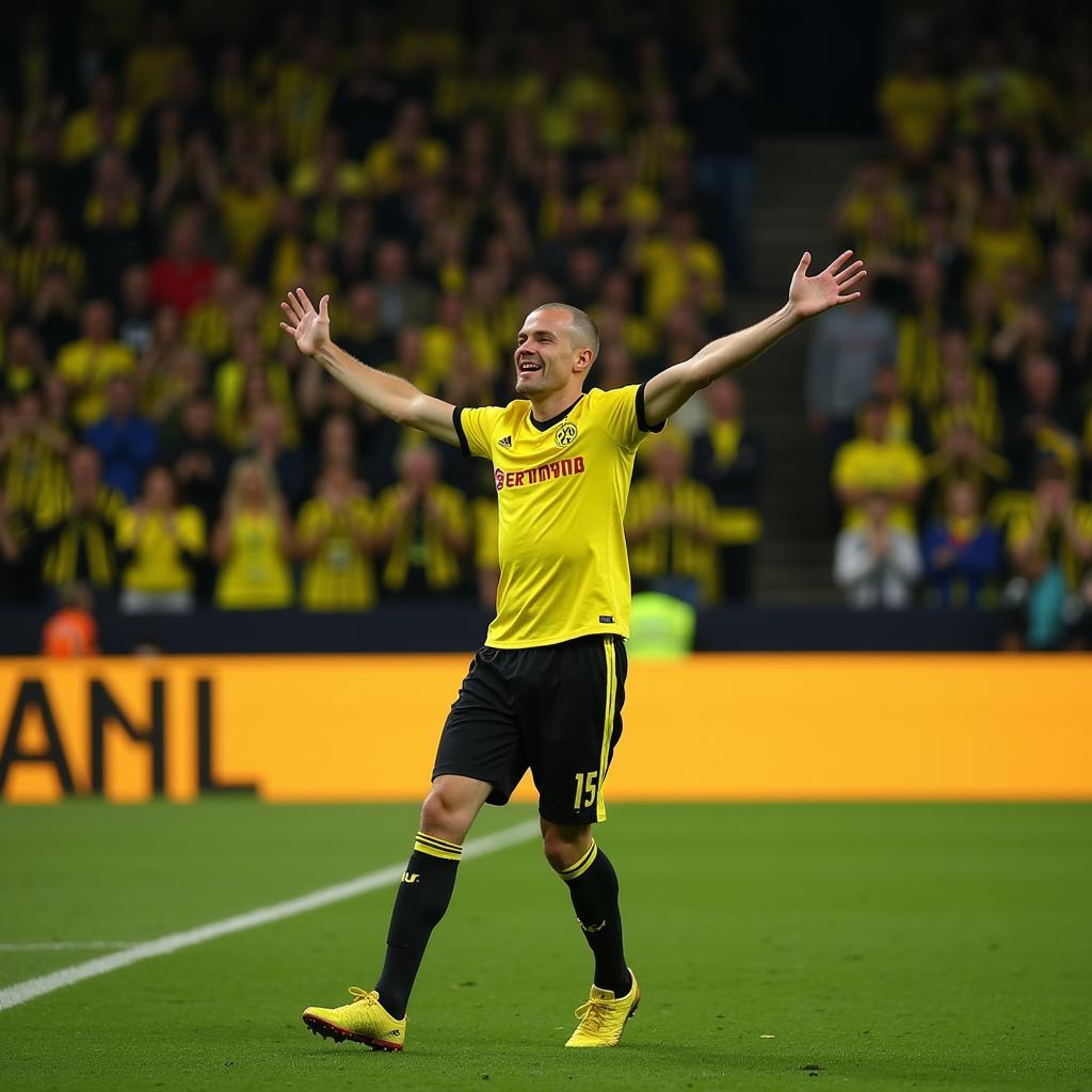 Erling Haaland celebrating a goal for Borussia Dortmund