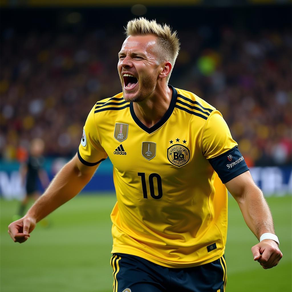 Erling Haaland celebrating a goal in the Champions League