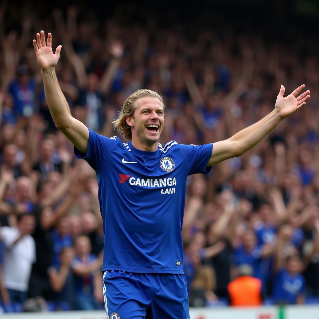 Haaland celebrating a goal in a Chelsea stadium - Edit