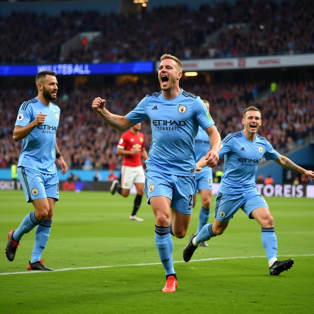 Haaland Celebrating a Goal for Man City