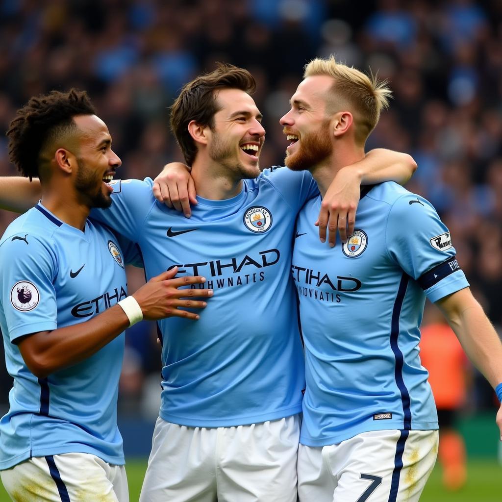 Erling Haaland celebrates a goal for Manchester City.