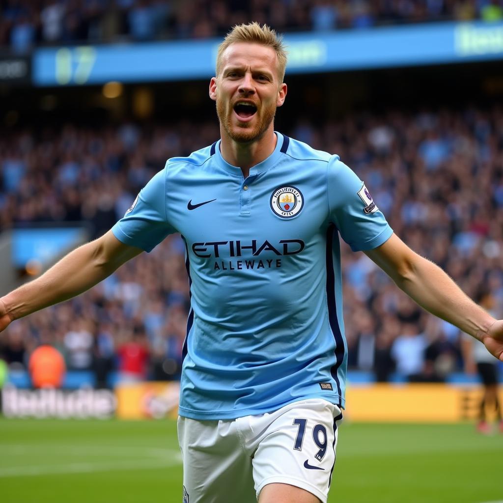 Erling Haaland Celebrating a Goal for Manchester City