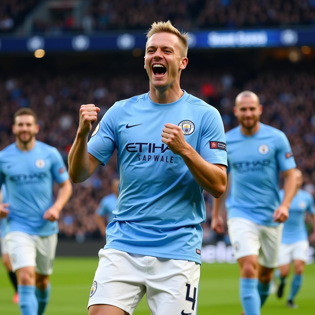 Erling Haaland Celebrating a Goal for Man City