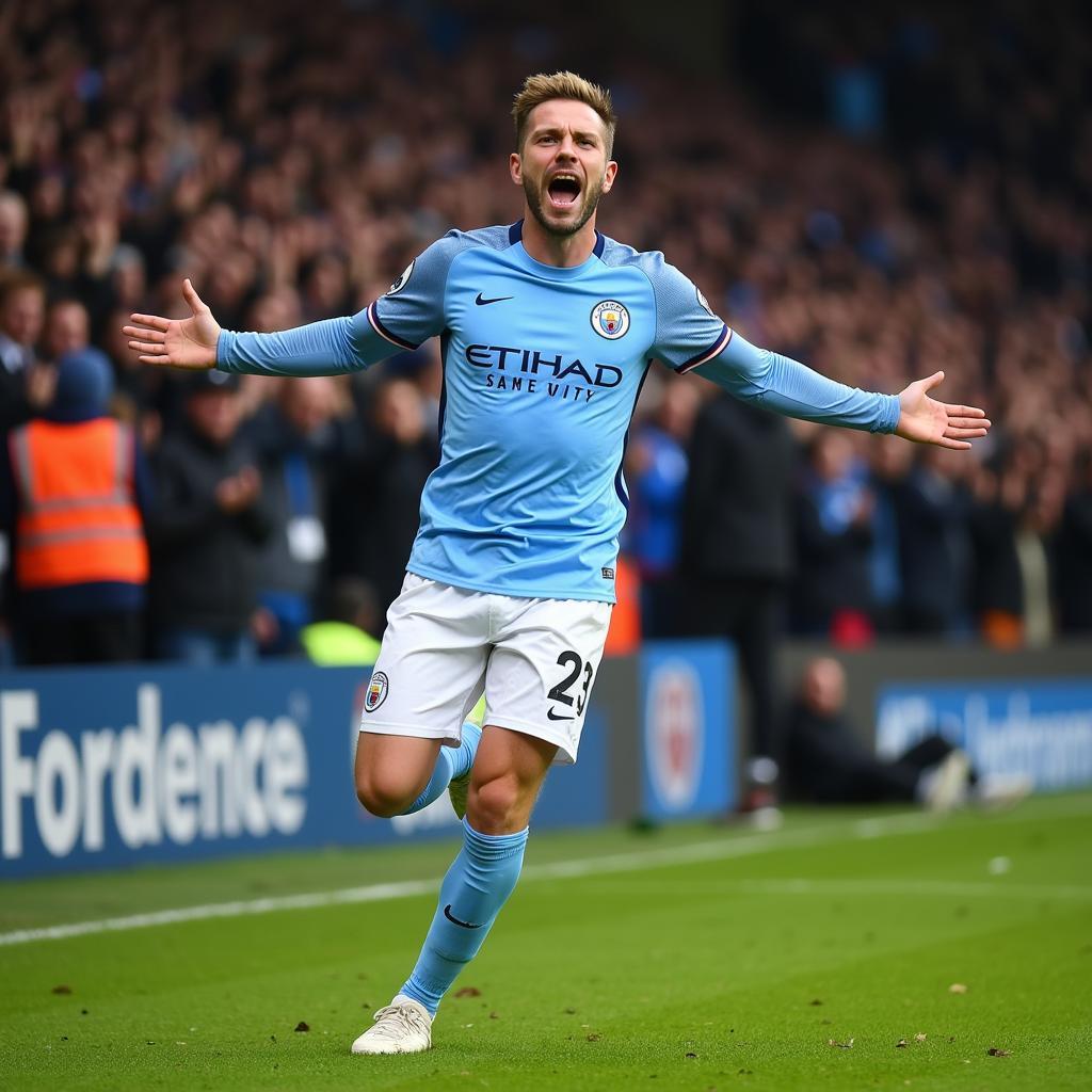 Erling Haaland celebrating a goal for Manchester City