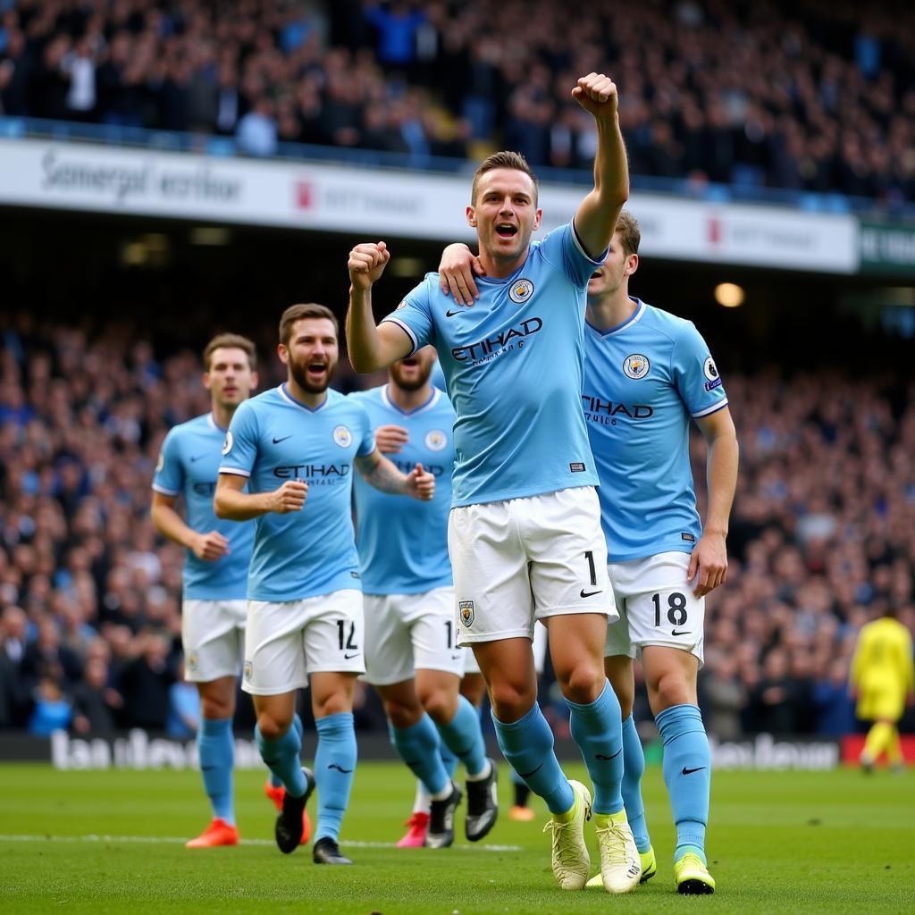 Erling Haaland Celebrating a Goal for Manchester City