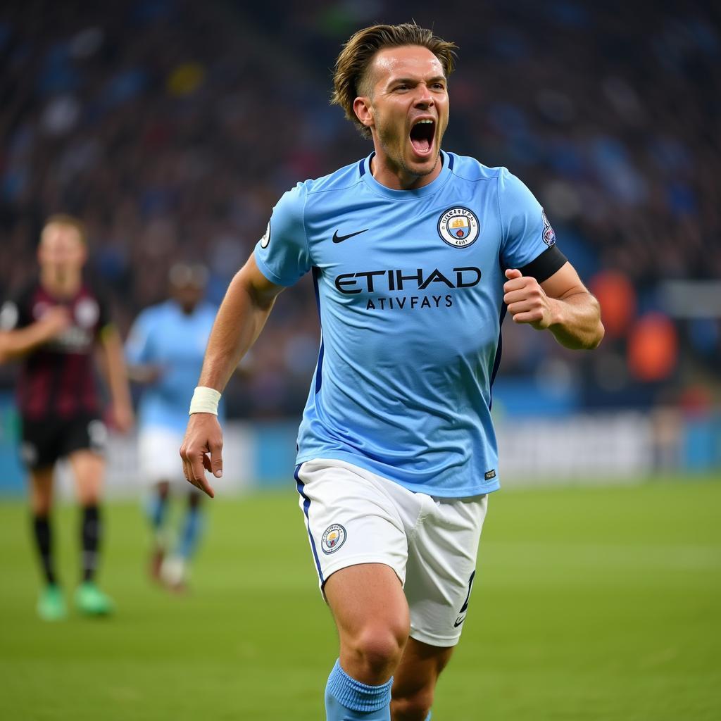 Haaland Celebrates a Goal for Manchester City