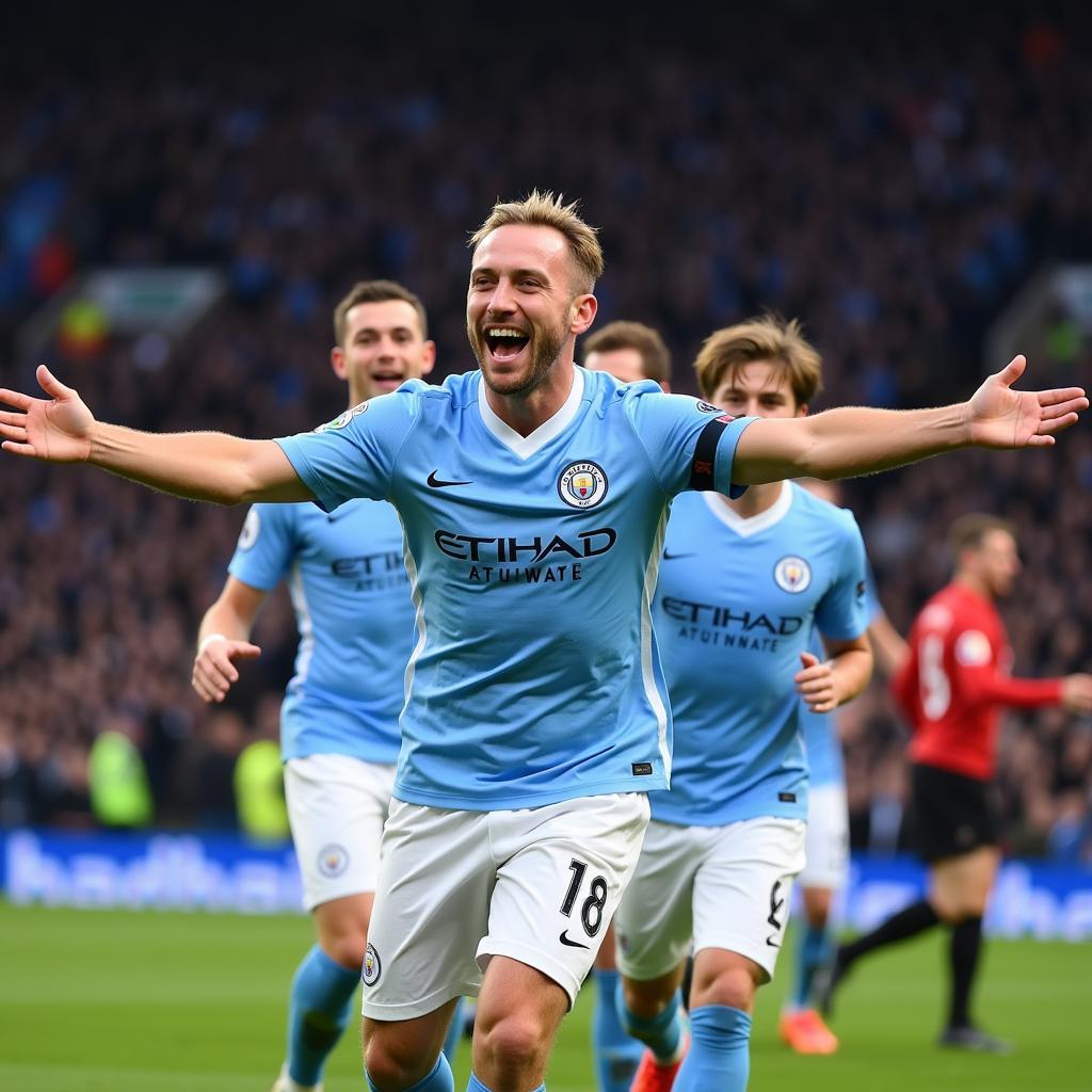 Erling Haaland celebrating a goal for Manchester City