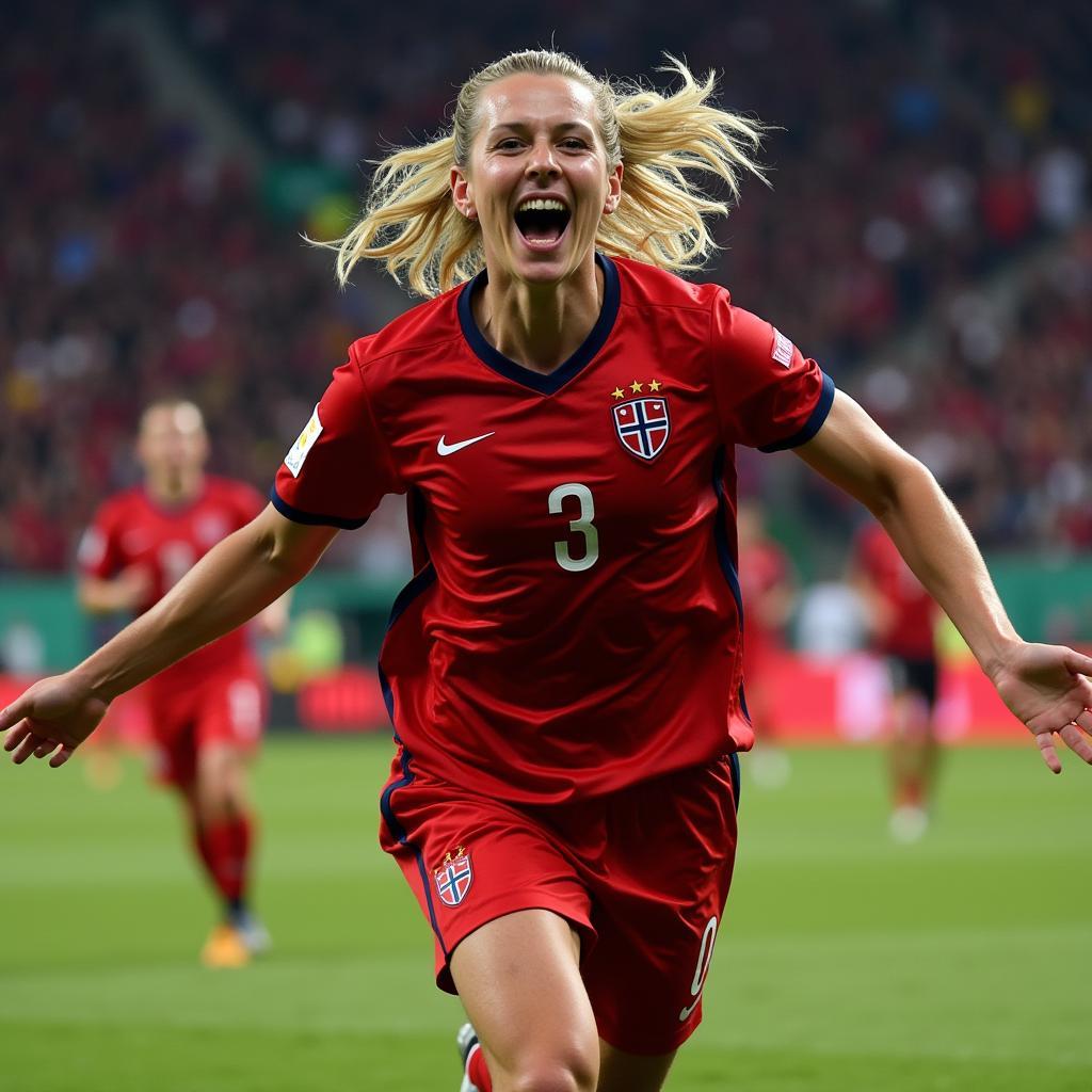 Erling Haaland celebrating a goal scored for the Norwegian national team