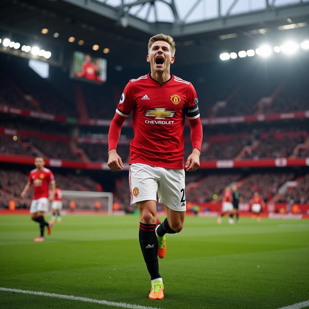 Haaland Celebrating a Goal at Old Trafford