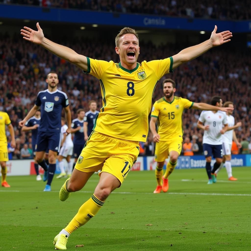 Erling Haaland celebrating a goal, captured from his official Twitter account.