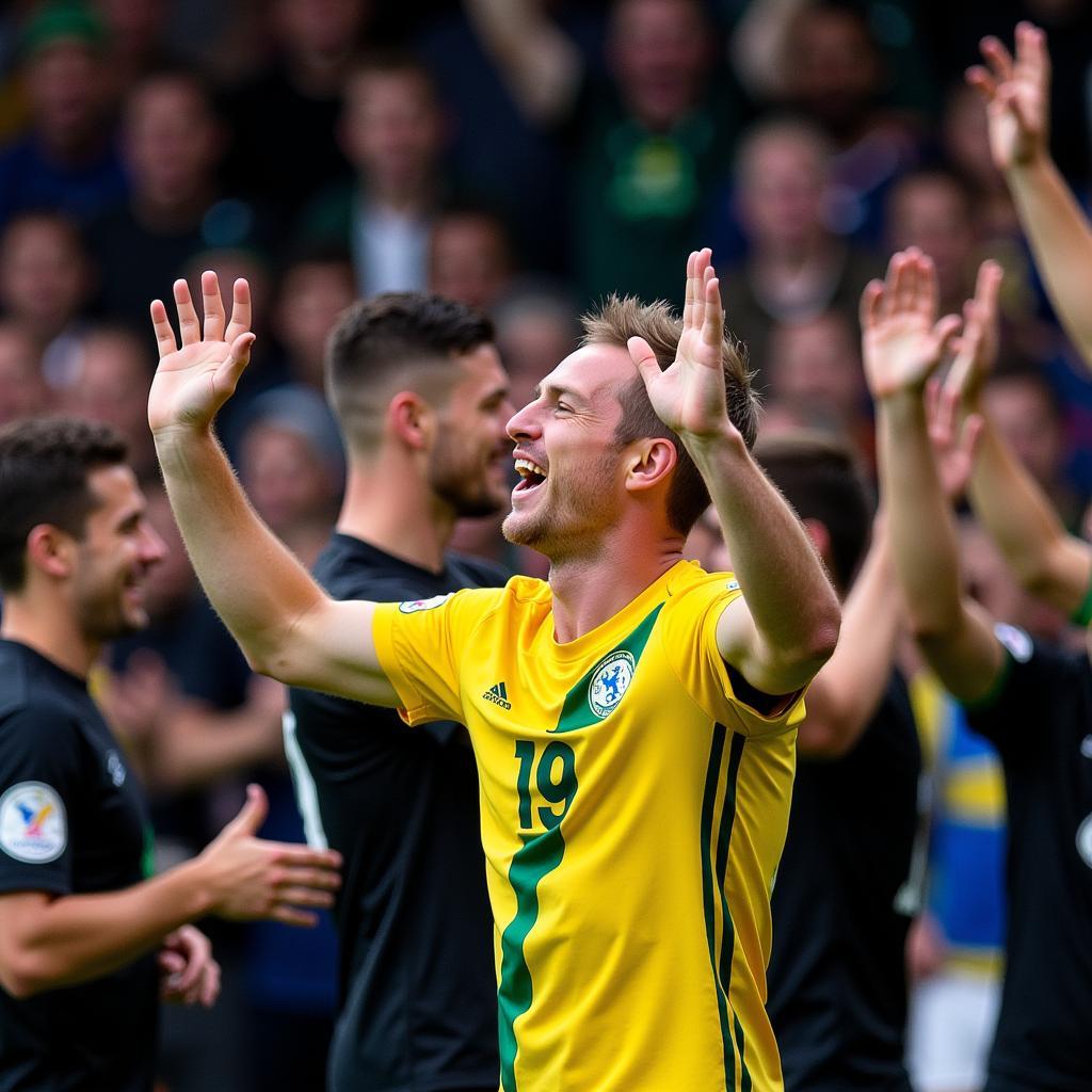 Erling Haaland Celebrating a Victory with Teammates