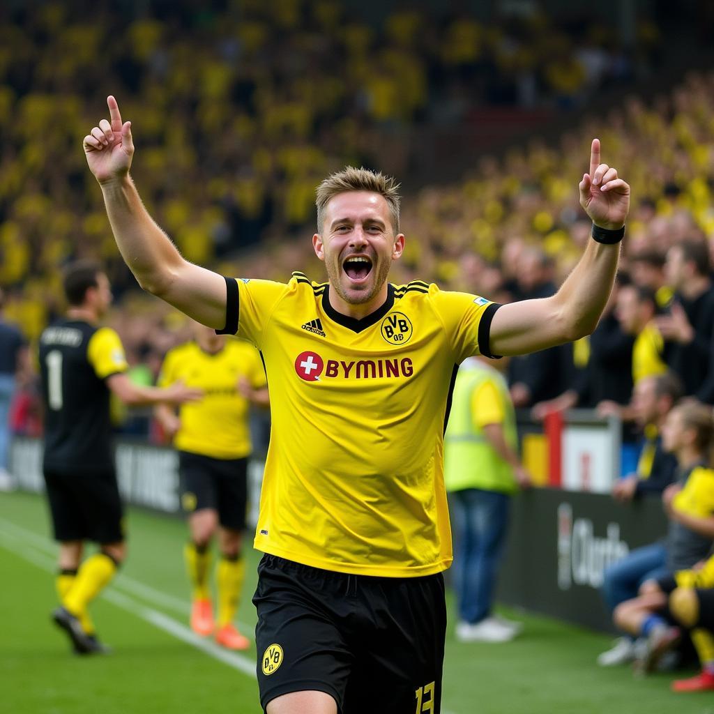 Haaland Celebrating with BVB Fans