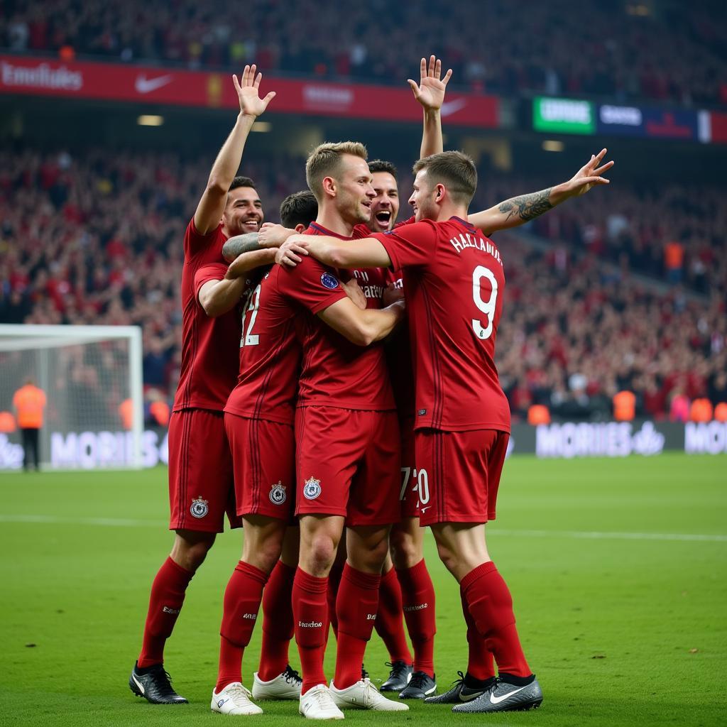 Erling Haaland celebrating a Champions League Goal