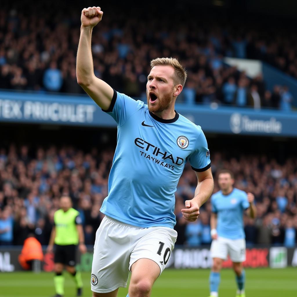 Haaland Celebrating a Goal at the Etihad Stadium