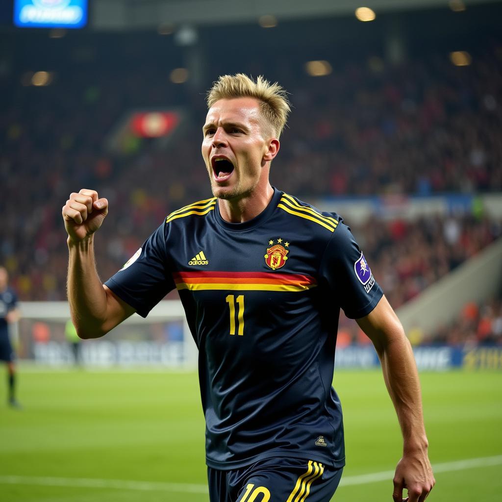 Erling Haaland celebrating a goal, perfect for a dynamic homescreen wallpaper