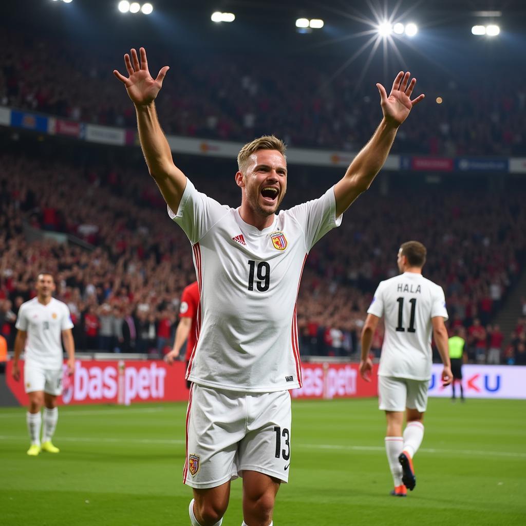 Haaland Celebrates a Champions League Goal