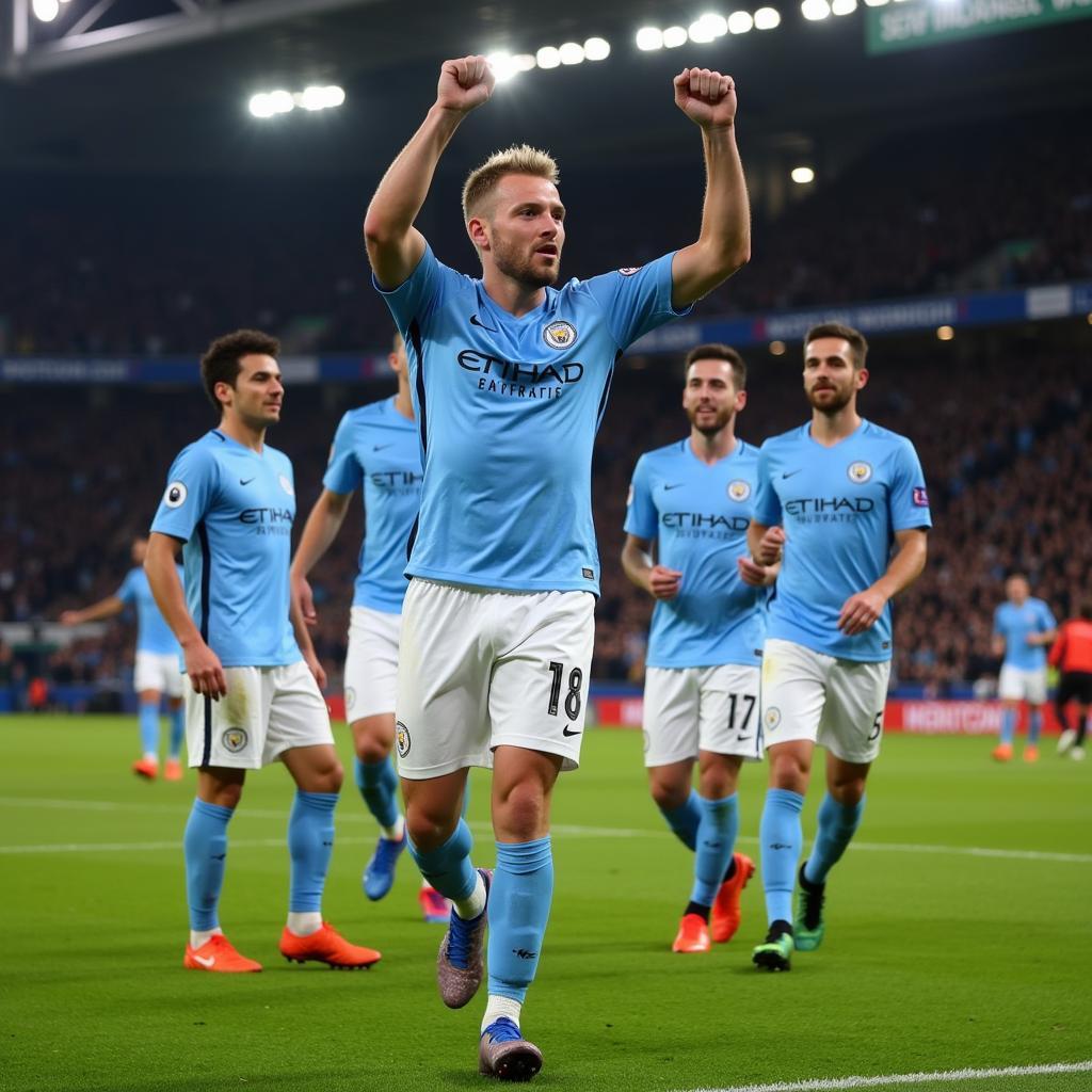 Haaland celebrating a Champions League goal