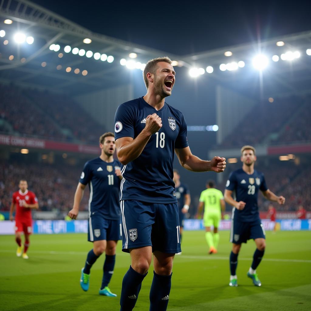 Erling Haaland celebrating a Champions League goal