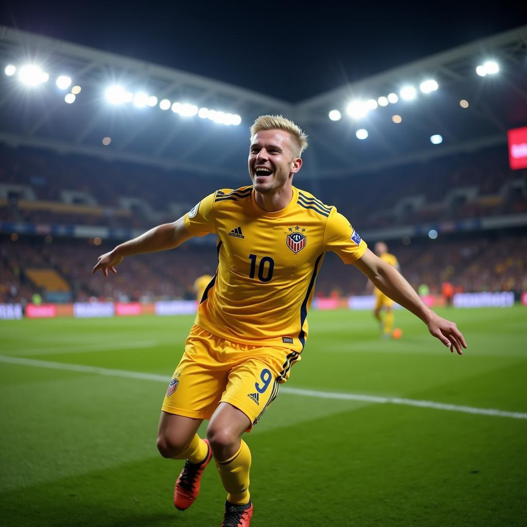 Haaland celebrating a Champions League goal