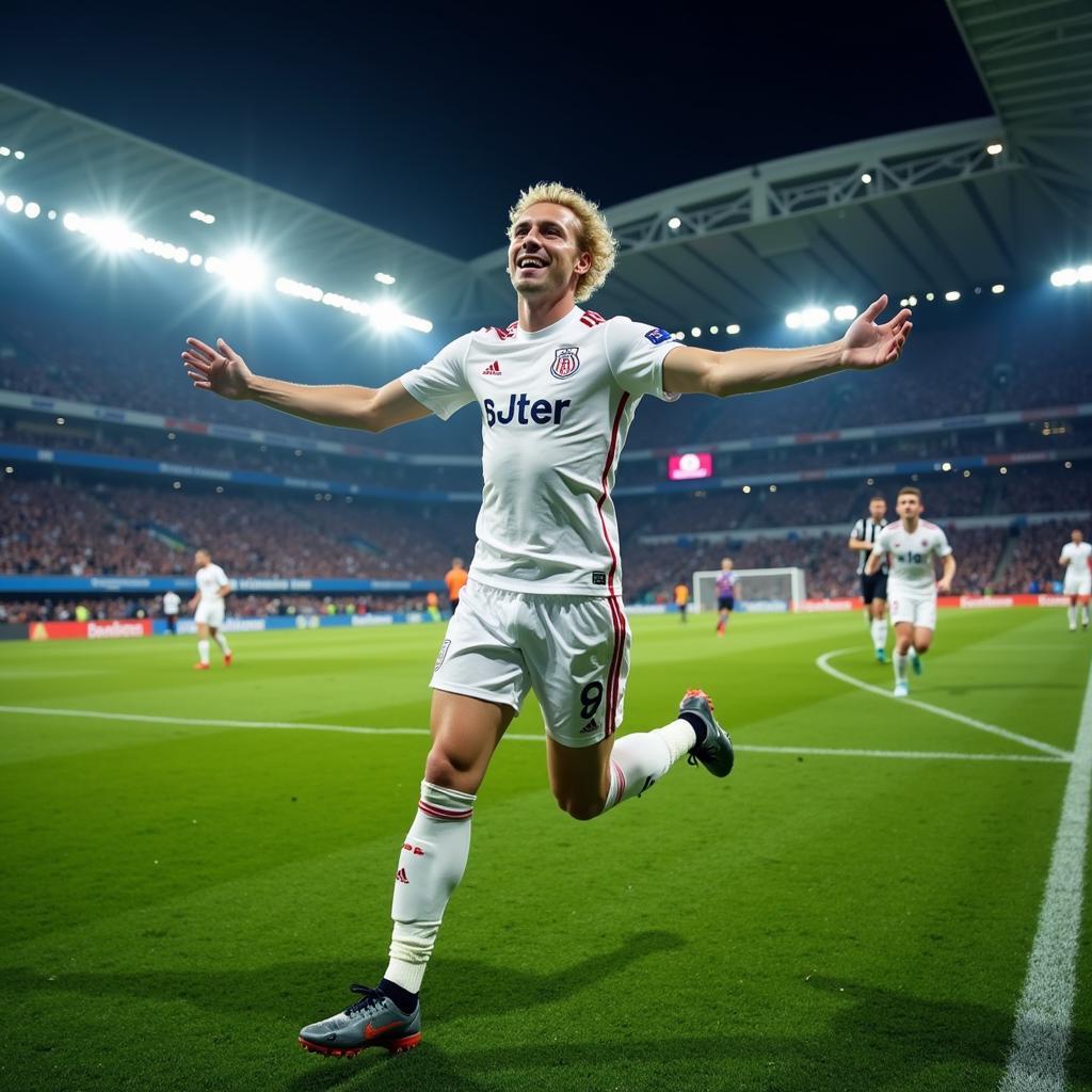 Erling Haaland celebrating a Champions League goal