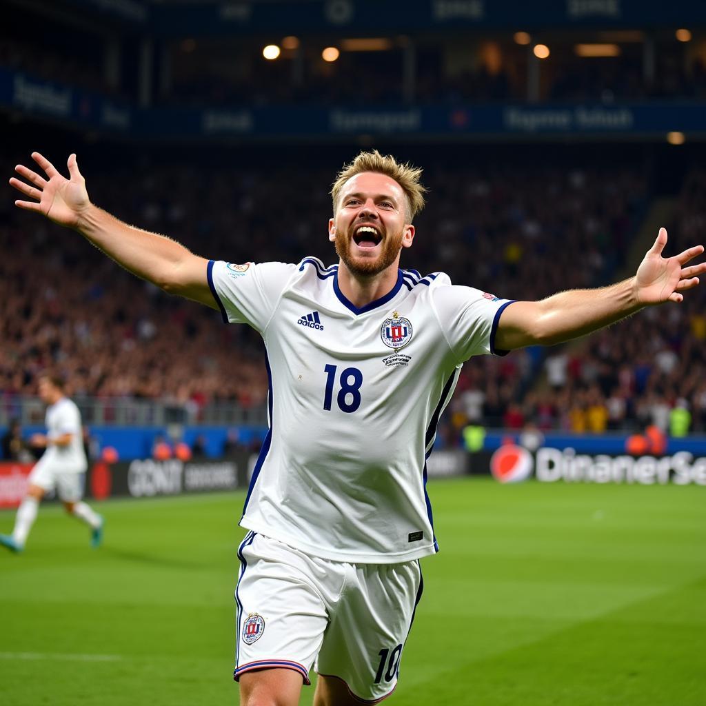 Haaland celebrating a Champions League goal