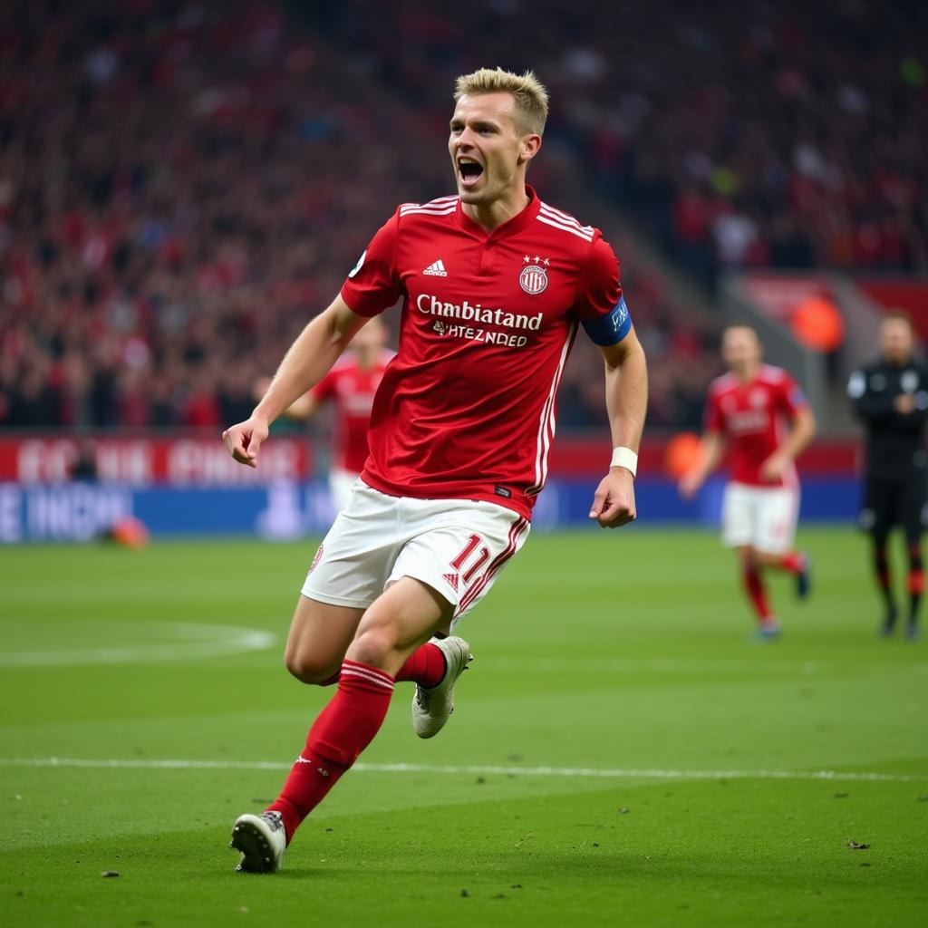 Erling Haaland celebrating a Champions League goal