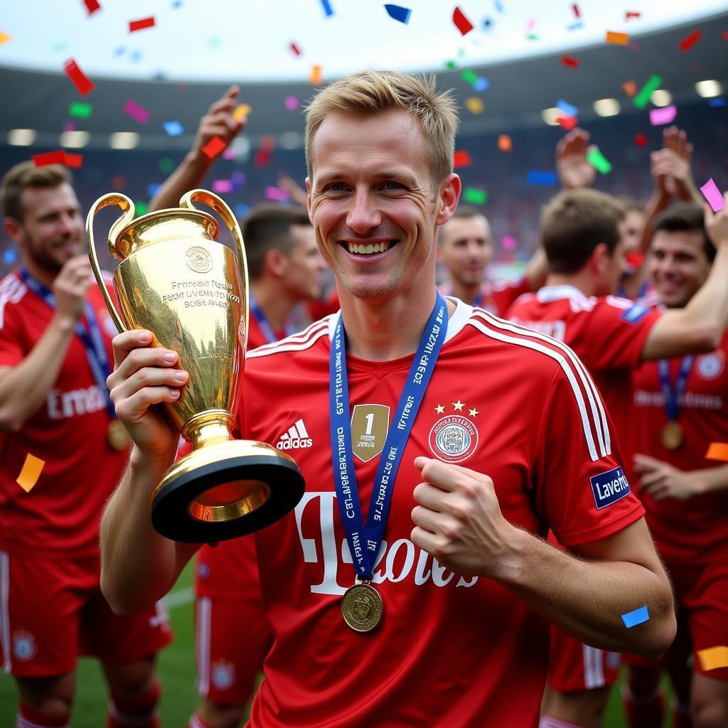 Haaland celebrates with the Champions League Golden Boot