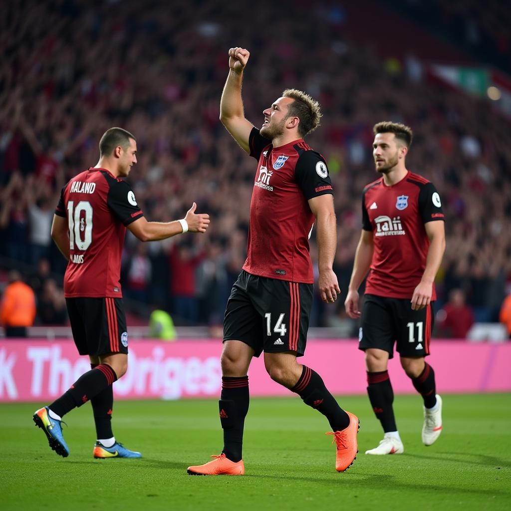 Erling Haaland celebrates his Champions League hat-trick