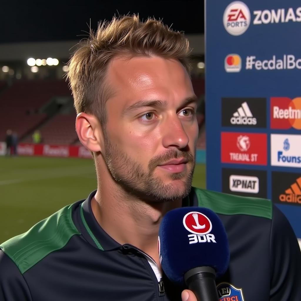 Erling Haaland being interviewed after a Champions League match