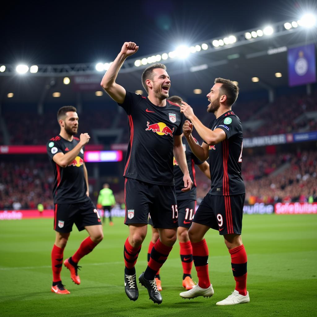 Haaland celebrating a Champions League goal for Salzburg