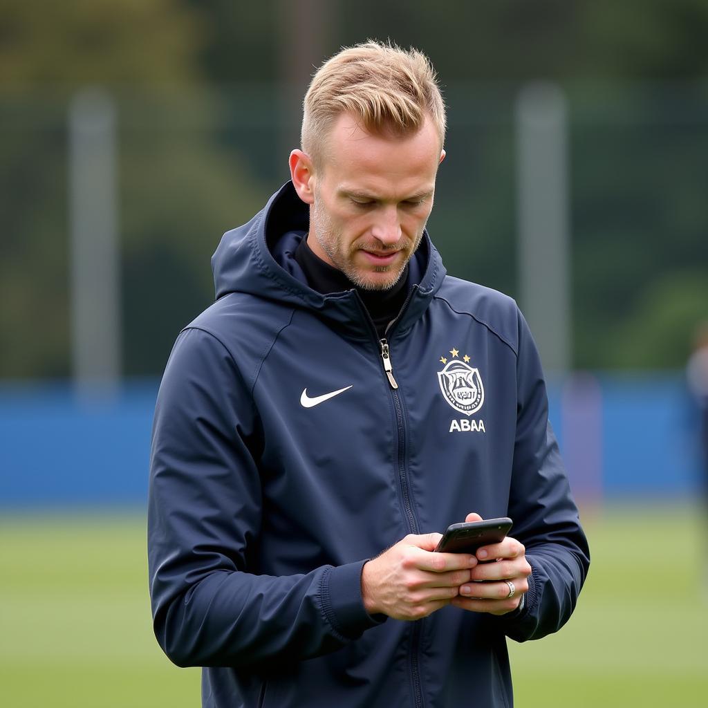 Haaland Checking Phone for Match Schedule