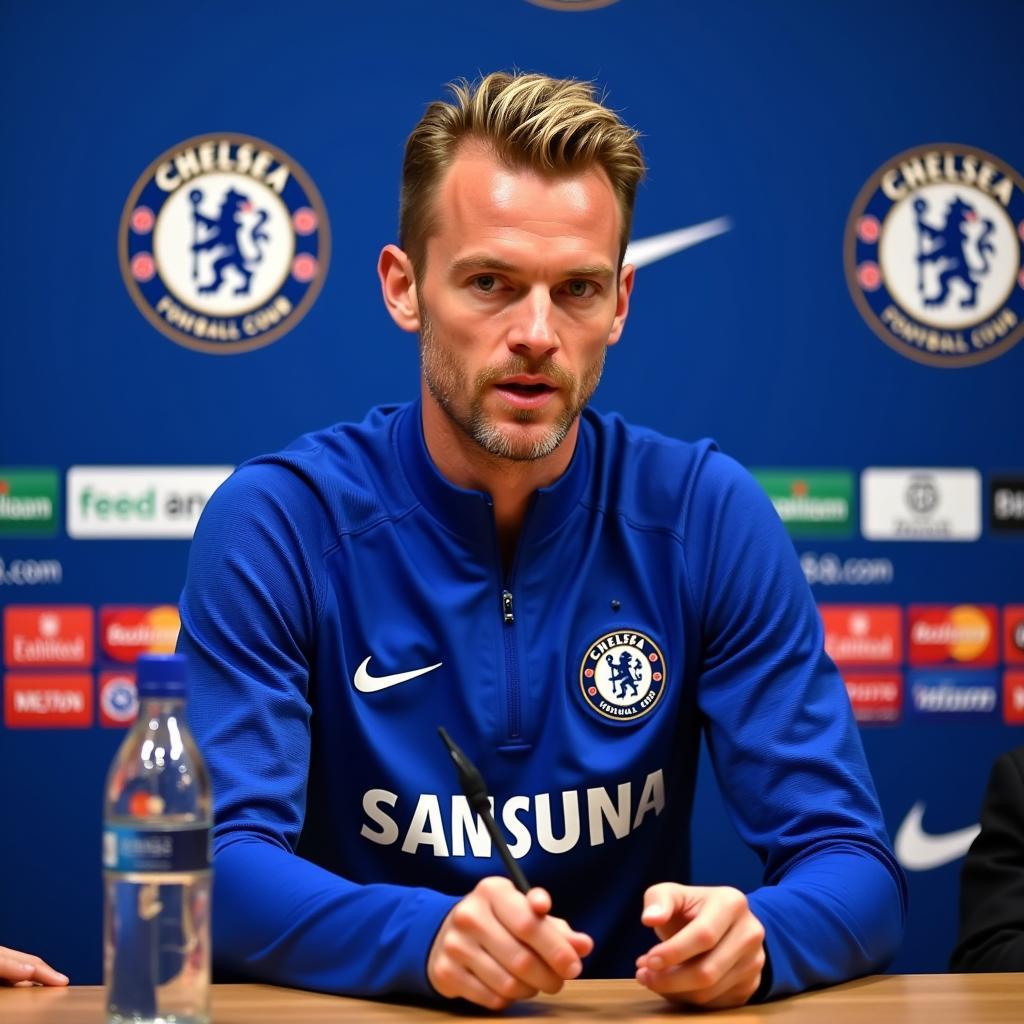 Erling Haaland at a Chelsea press conference