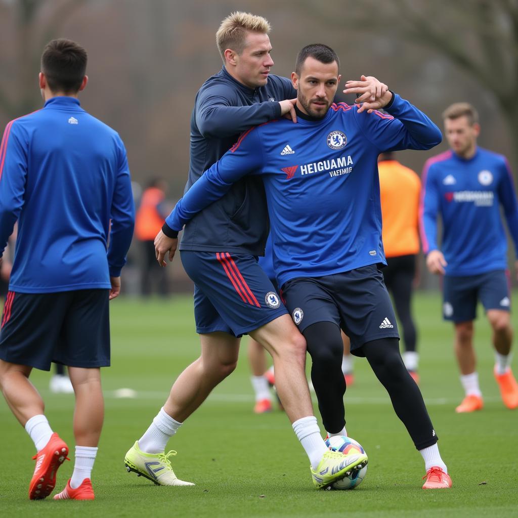 Haaland training with Chelsea teammates