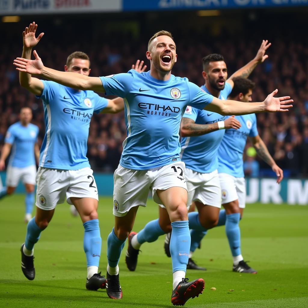 Haaland Celebrating a City Goal