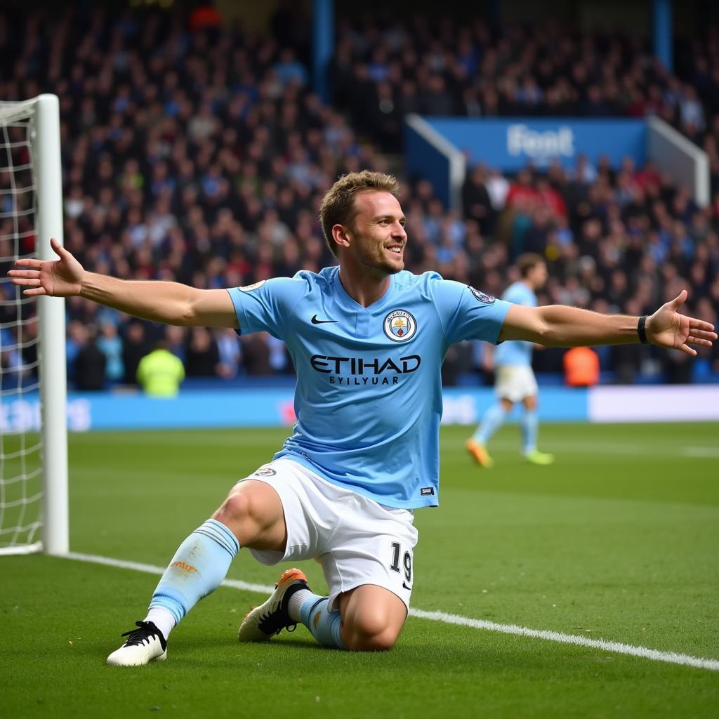 Haaland celebrating a Premier League goal