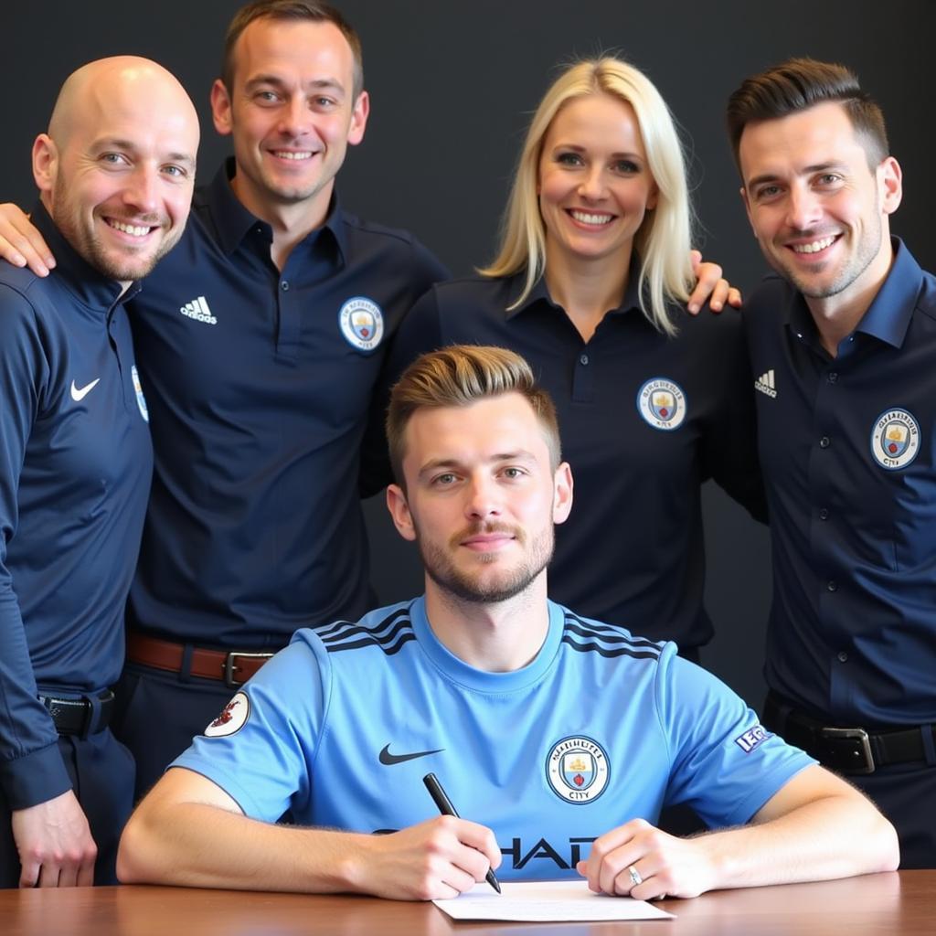 Haaland signing his contract with Manchester City