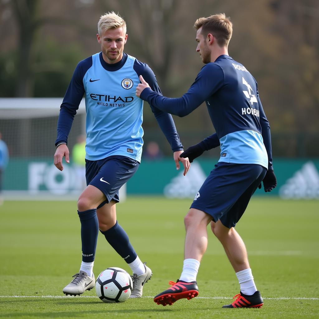 Haaland and De Bruyne training together at Manchester City