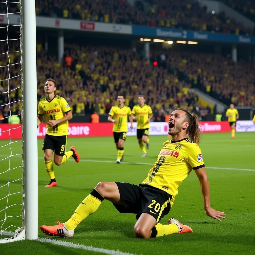 Haaland scoring on his Bundesliga debut