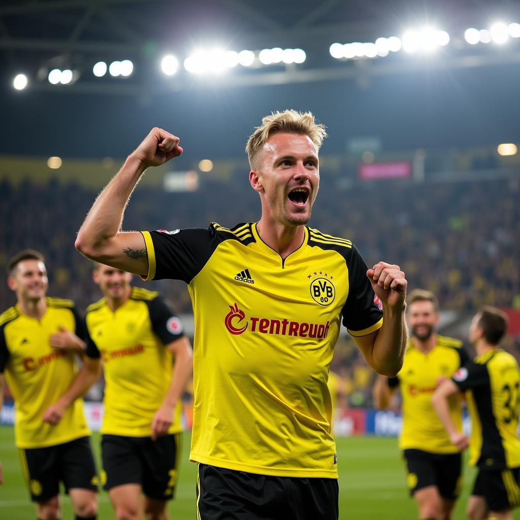 Haaland Celebrating a Goal for Dortmund